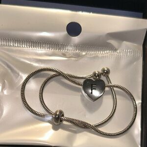 Initial Heart Bracelet Gift Set – Letter "F" (New in Box) with special note